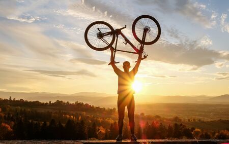 Bike adventure in the mountainsの写真素材