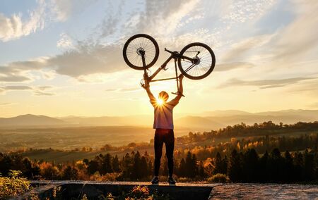 Bike adventure in the mountainsの写真素材