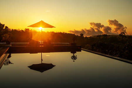 empty pool at sunrise