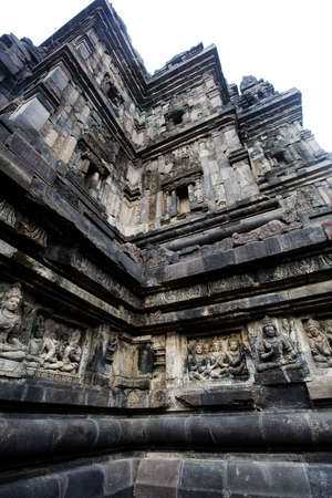Stone carving in Prambanan temple, Java, Indonesiaの写真素材