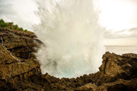 Big blue stormy ocean waveの写真素材