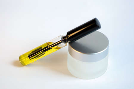 Liquid for eyelashes on a white backgroundの写真素材