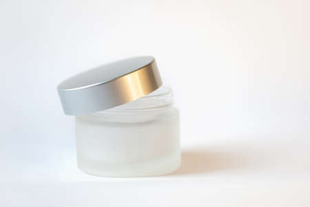 jar of cream on a white backgroundの写真素材