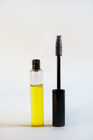 Liquid for eyelashes on a white backgroundの写真素材