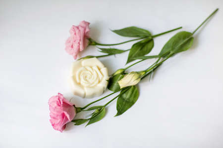 Handmade soap on a white backgroundの写真素材