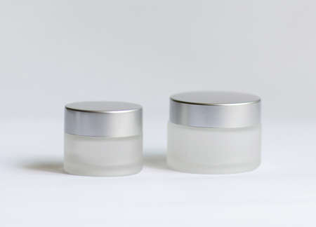 jar of cream on a white backgroundの写真素材
