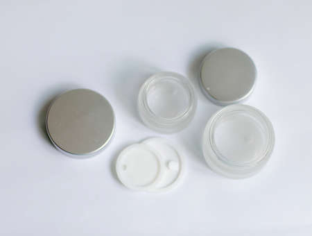 jar of cream on a white backgroundの写真素材