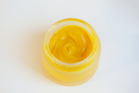 Cream in a jar on a white backgroundの写真素材