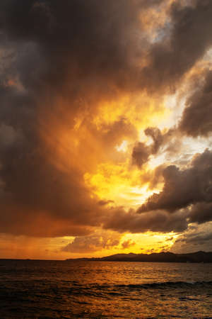 Beautiful sunset on the oceanの写真素材