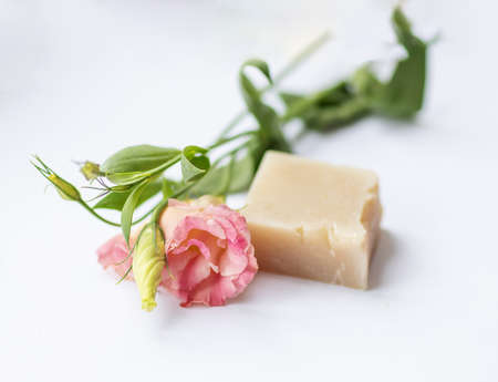 Handmade soap on a white backgroundの写真素材