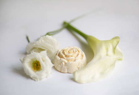 Handmade soap on a white backgroundの写真素材