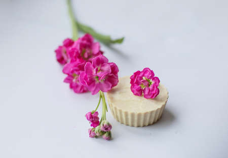 Handmade soap on a white backgroundの写真素材