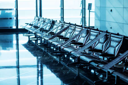 Chairs to wait at the airport during a covid pandemicの写真素材