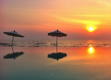 Endless pool sunset beach huahin thailand