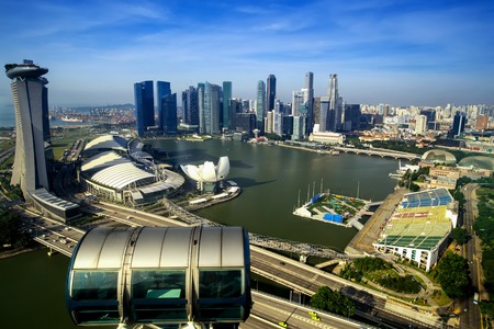 top view of marina bay in singapore cityのeditorial素材