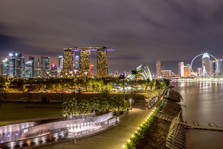 Singapore skyline at nightのeditorial素材