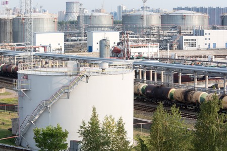 Fuel tanks in the sea portのeditorial素材