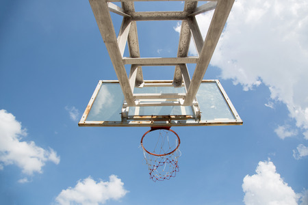Basketball hoop on blue sky and cloud