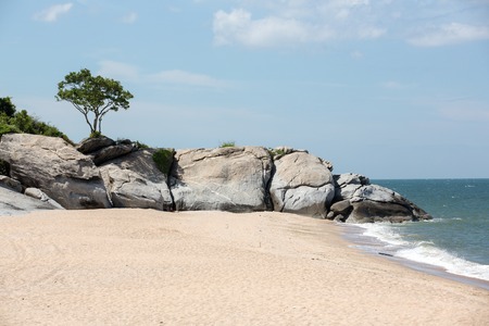 rocks on Hua Hin beach in Thailandの写真素材
