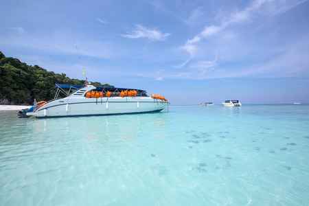 Speed Boat at Similan National Park Thailandの写真素材