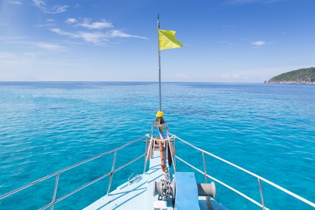 Bow of boat on sea; similan island; Thailandの写真素材