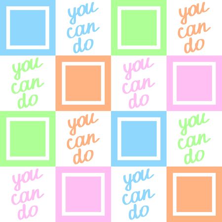 You can do. Vector illustration. Blue and pink lletters.のイラスト素材