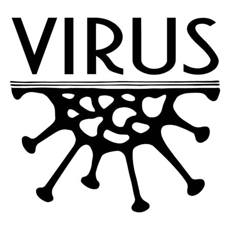 Vector Virus on white background. Virus flat icon. Illustration and lettring.のイラスト素材