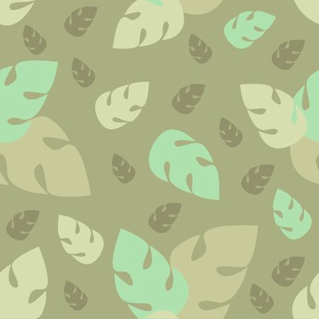 Leaves Pattern. Green leaves on green background. Flatの写真素材