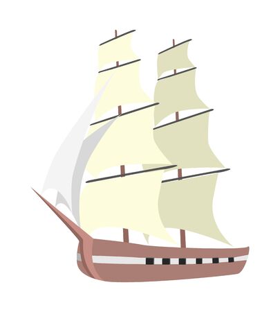 Ship on white background. An illustration of a cartoon sailing ship boatの写真素材