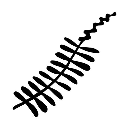 Twig in doodle style. For greeting cards . Hand drawn vector illustration in black ink. Isolated outline.のイラスト素材