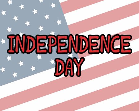 July 4th greeting card with brush stroke background in United States national flag colors and hand lettering text Happy Independence Day.の写真素材