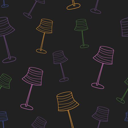 Lamp graphic style. Cover for school notebook. Experiment sign, idea symbol, science seamless pattern. backgroundの写真素材