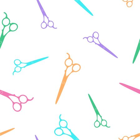 Scissors pattern in simple style illustration. Hairdressing scissors. hairdressing scissors. White backgroundの写真素材