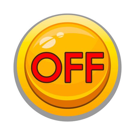 Yellow button. Vector icons. For applications, sites. Round shape. Offのイラスト素材