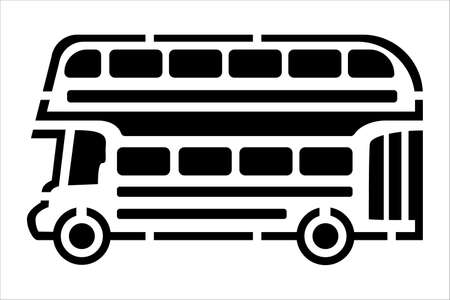 Black outline drawing of a double-decker bus. For plotter cutting. Transport from England. Printのイラスト素材