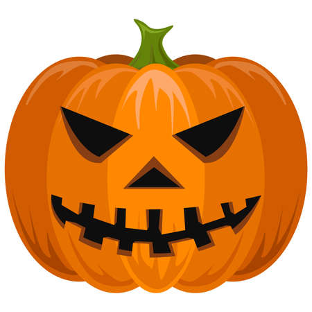 Seamless orange pumpkin. Vector illustration on white background. Symbol of happy holiday. Carving vegetable for decoration. Design for autumn october party.のイラスト素材