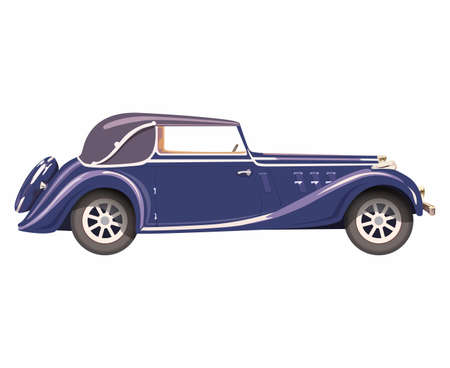 Black retro car with red roof. Retro Clip Art. Black retro car with roof.の写真素材