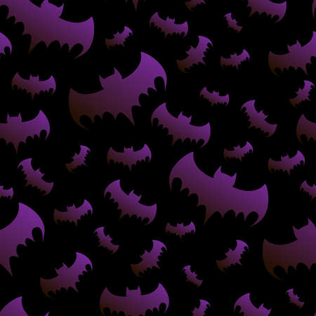 Bat seamless pattern on black background. Halloween illustration. For gift paper, textiles, clothes, social networks, wallpaper, prints, festive decorの写真素材