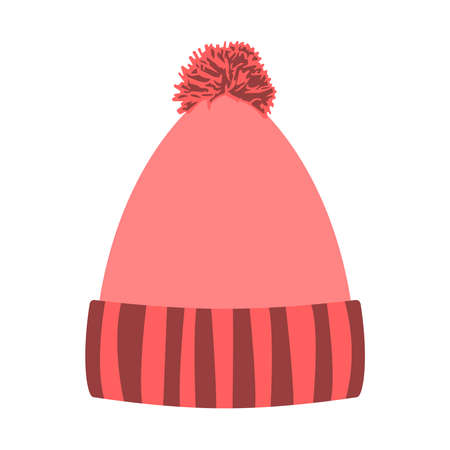 Vector illustration. Winter hat isolated icon on white background. Flat illustration.のイラスト素材