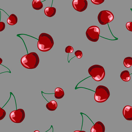 Illustration for gift paper, textiles, clothes, social networks, wallpaper, prints, festive decor Seamless pattern with cherryの写真素材