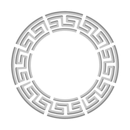 Abstract geometric ornament in the form of a circle isolated on white background. Vintage frames. Vector illustration. Decorative round frame in Greek style for photo or text.のイラスト素材