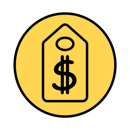 Flat line vector illustration. Price tag icon. Tag label icon for websites and apps. Sales label icon on white background.のイラスト素材