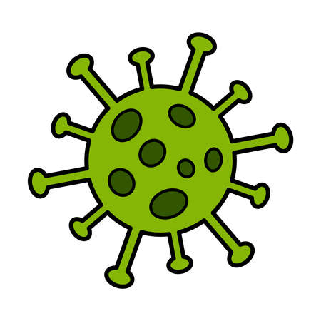Coronavirus Bacteria. Covid-2019. Infection and Stop Coronavirus Concepts. Green Virus icon illustration isolated vector sign symbol.のイラスト素材