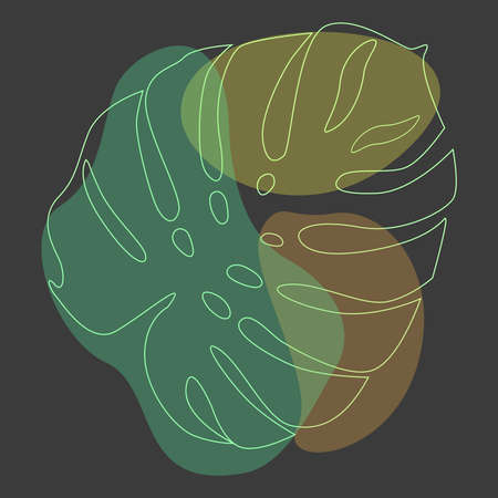 Minimalism art. Modern decor. Monstera leaf line art. Contour drawing. . Vector illustrationのイラスト素材
