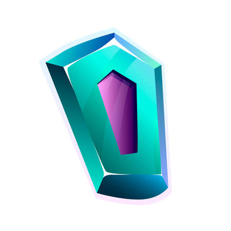 Vector crystal stone or gem. Colorful magic gemstone. Vector game design element on a white background.のイラスト素材