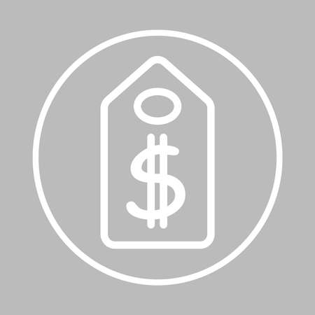Price tag icon. Tag label icon for websites and apps. White label icon on gray background. Flat line vector illustrationのイラスト素材