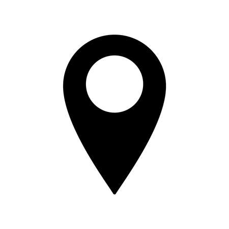 Black icon on white background. Web design element. Location icon. Isolated vector illustration.のイラスト素材