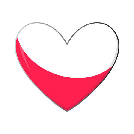 Love Poland symbol. Vector Heart flag icon isolated on white background.のイラスト素材