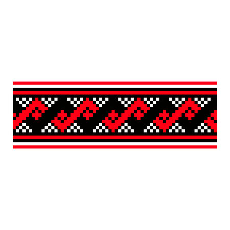 Vector illustration of ukrainian folk ornament. Vyshyvanka. Traditional geometric ornament from Eastern Europe on a white background. For tablecloth, dress, skirt, textile design.Ukrainian embroidery fragment, scheme.のイラスト素材