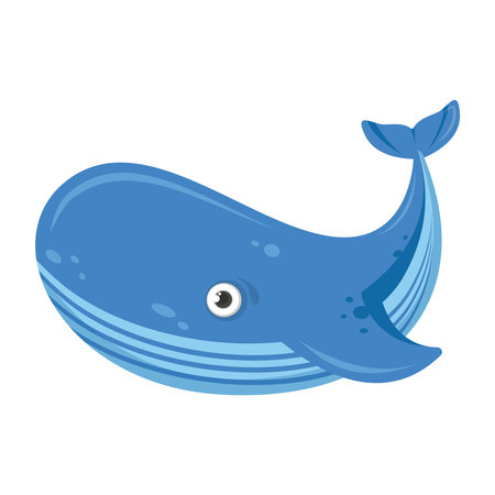 Whale as Sea Animal Floating Underwater Vector Illustration. Vector illustration of a cartoon whale. Graphics for kids prints.のイラスト素材